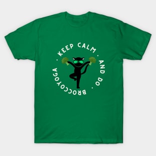 Keep Calm And Do Broccoyoga Funny Cat T-Shirt